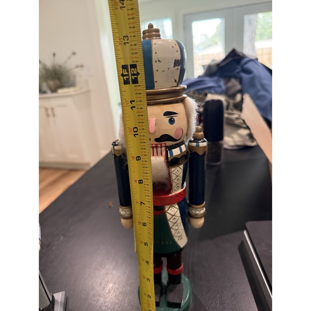 🎄 Vintage Wooden Nutcracker Set of 2 14"King 10"Soldier Hand Painted Christmas - Picture 4 of 8